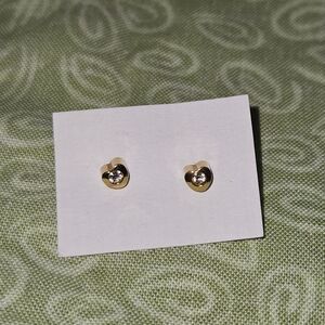 Hearts gold plated with gem studs for ear piercing